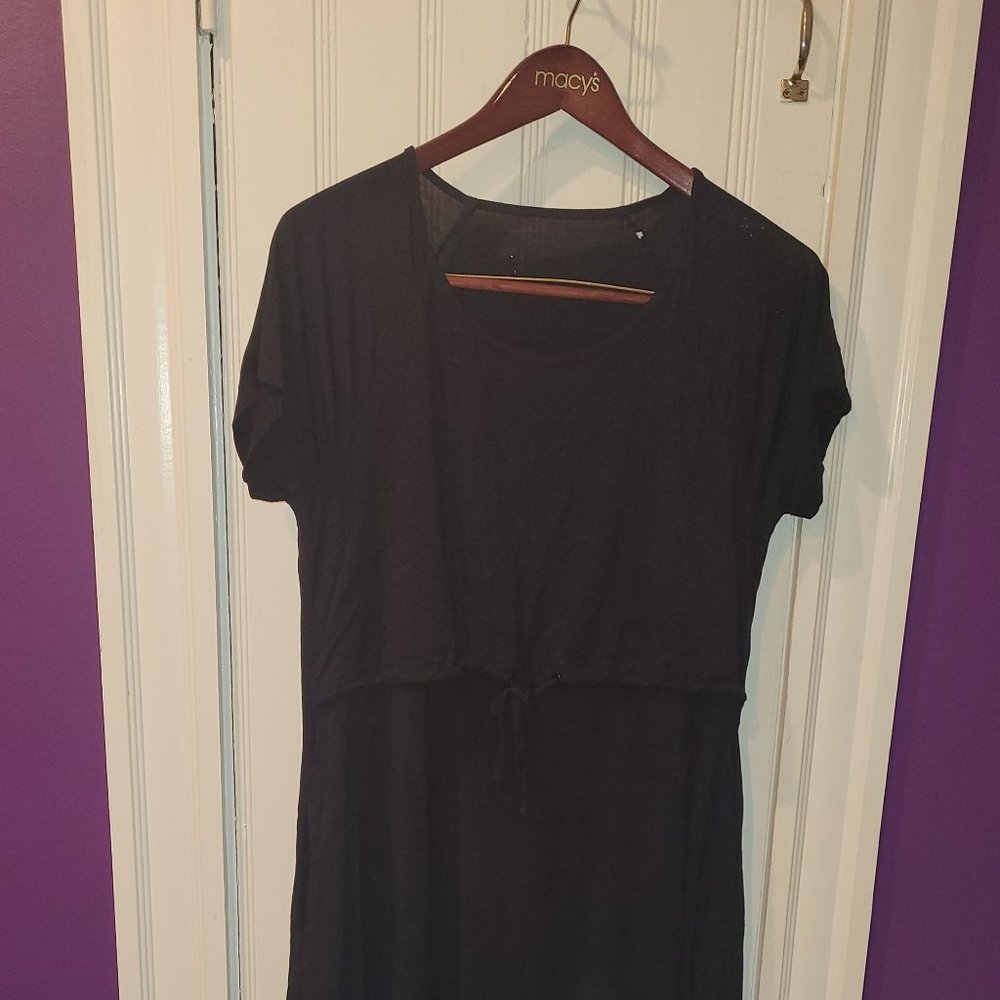 Latched Mama Drawstring T-Shirt Dress Black